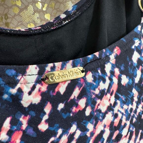 Calvin Klein Blue Black Starry Night Starburst Pattern One Piece Swimsuit Size 1 - Picture 6 of 11